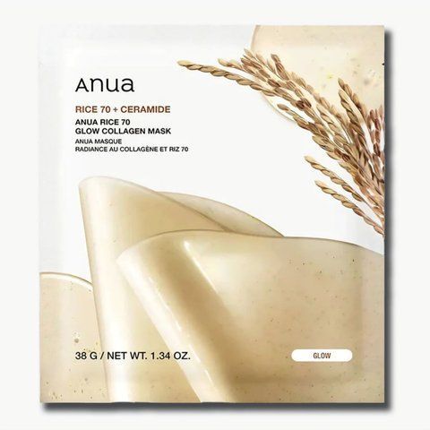 Гідрогелева колагенова маска для сяйва шкіри обличчя ANUA Rice 70 Glow Collagen Mask AN13 фото