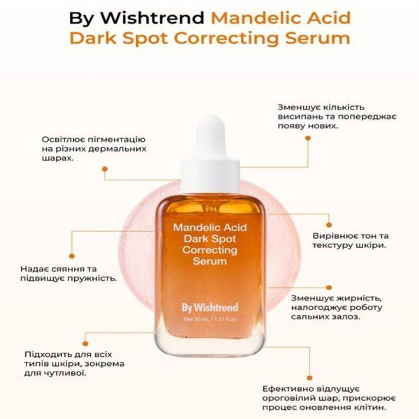 Сироватка для освітлення з мигдалевою кислотою By Wishtrend Mandelic Acid Dark Spot Correcting Serum 30 ml BYW01 фото